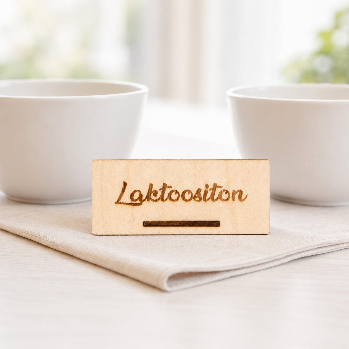 Puinen ruokavaliokyltti koivuvanerista – Laktoositon